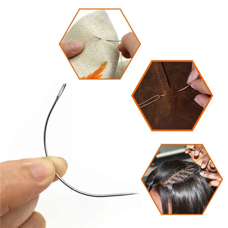 2021 New 7Pcs/Set Leather Sewing Needles Hand Craft DIY Curved Needles Repair Fur Stainless Steel Pin Stitch Needlework Kit