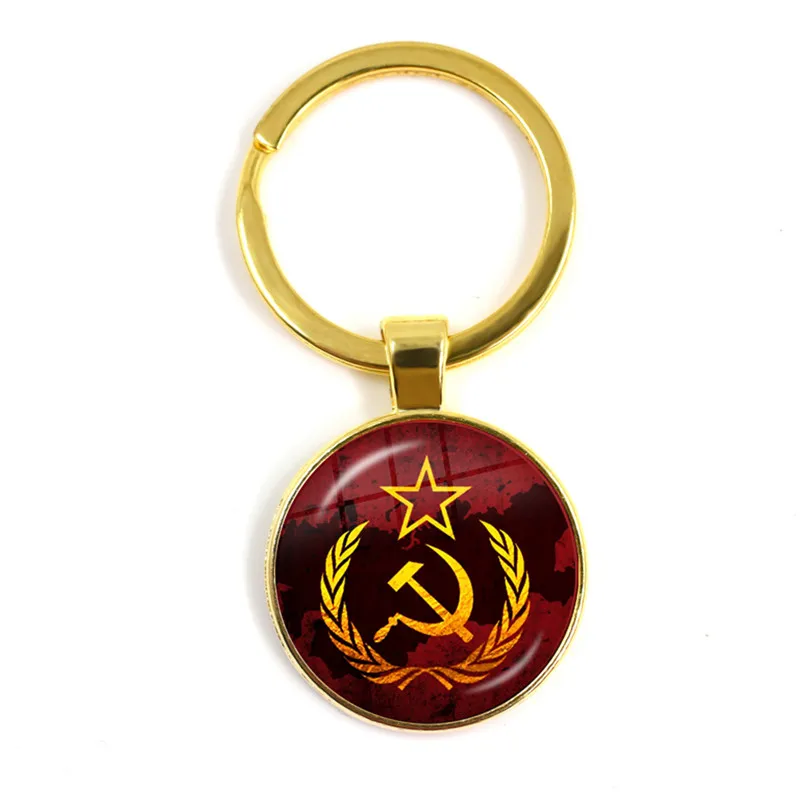 

Vintage USSR Soviet Badges Sickle Hammer Keychain CCCP Russia Emblem Communism Sign Top Grade Pendant Key Rings For Friends Gift