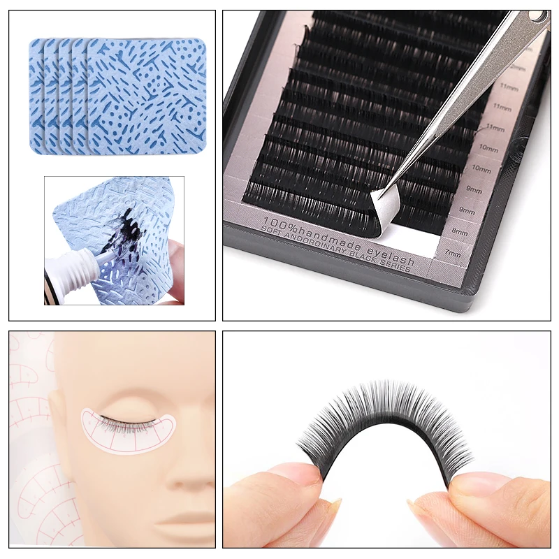 False Eyelash Extension Training Kit Practice Eye Pad Tweezers Glue Ring Brush Lash Grafting Eyelash Tools Makeup Set