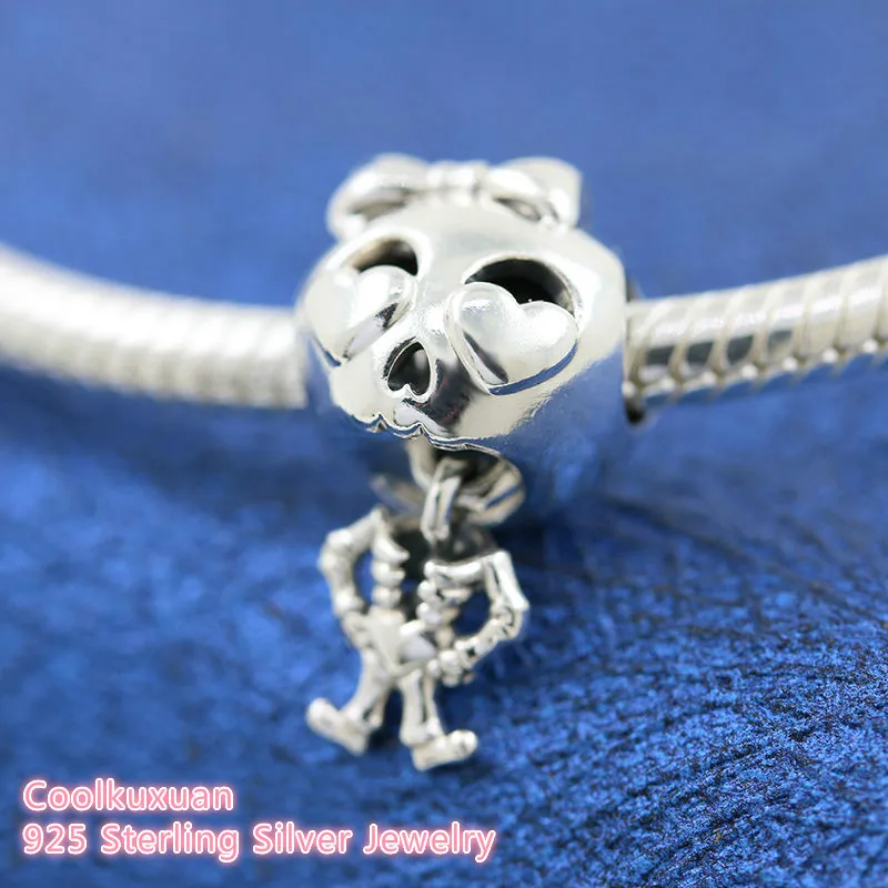 

100% 925 Sterling Silver Skeleton Girl Charm beads Fits Original Pandora bracelets Jewelry Making