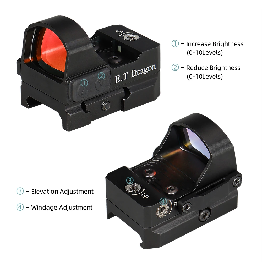 E.T Dragon 1x17x24 AR15 M4 AK47 Pistol Red Dot Scope 9mm Mini Sight With 2M Water Proof Fit 21.2mm Picatinny G 17 19 gs2-0132