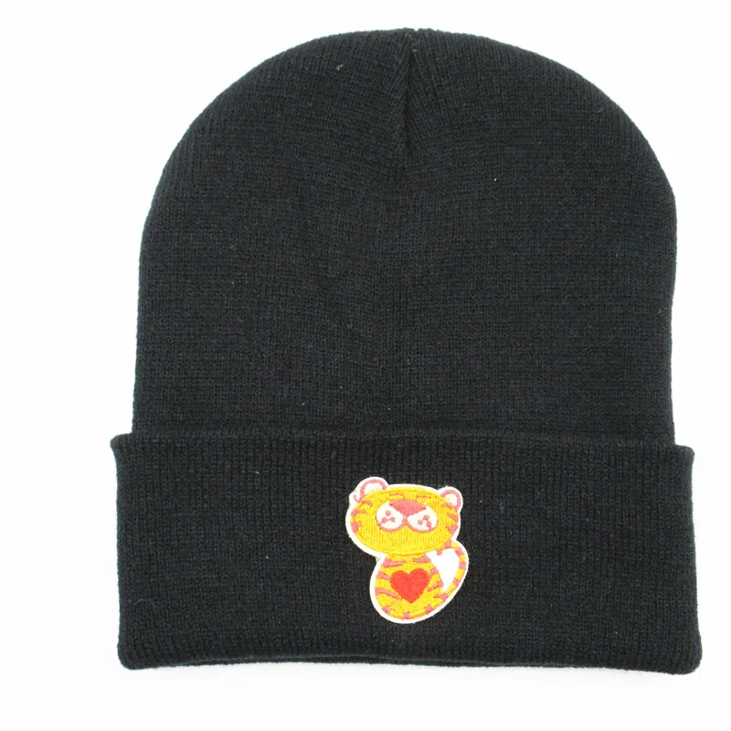 LDSLYJR  Cartoon tiger embroidery Thicken knitted hat winter warm hat Skullies cap beanie hat for men and women 160