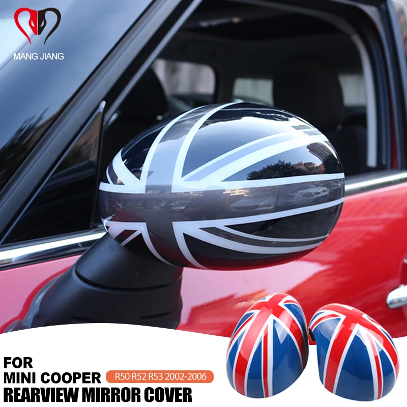 

2PCS Union Jcak Car Rearview Mirror Side Protection Cover For Mini Cooper R50 R52 R53 2002-2006 Sticker Case Auto Accessories