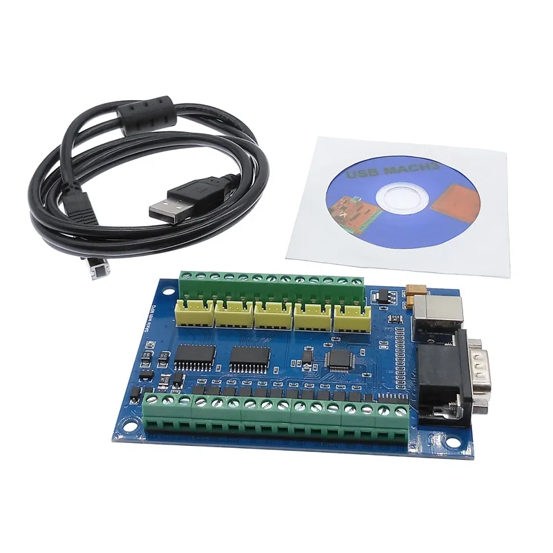 Placa controladora USB MACH3 CNC de 5 ejes, máquina de grabado con controlador de movimiento MPG paso a paso, tarjeta azul