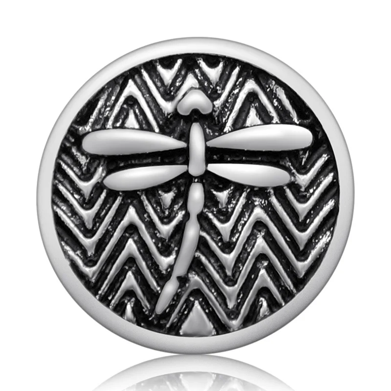 Beauty Charm Simple Round the brave hearts cross eye dragonfly 18MM Metal snap buttons for DIY snap jewelry wholesale