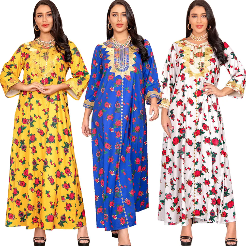 

Moroccan Dubai Muslim Women Kaftan Long Dress Islamic Clothing Middle East Arabic Abaya Turkish Ramadan Spring Autumn Fashion