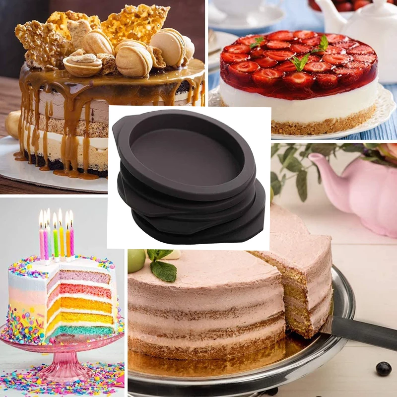 4 Pieces DIY Round Multifunctional Non-Stick Silicone Cake Pastry Mousse Baking Mold Bakeware Fruit Tray Kitchen Accessories