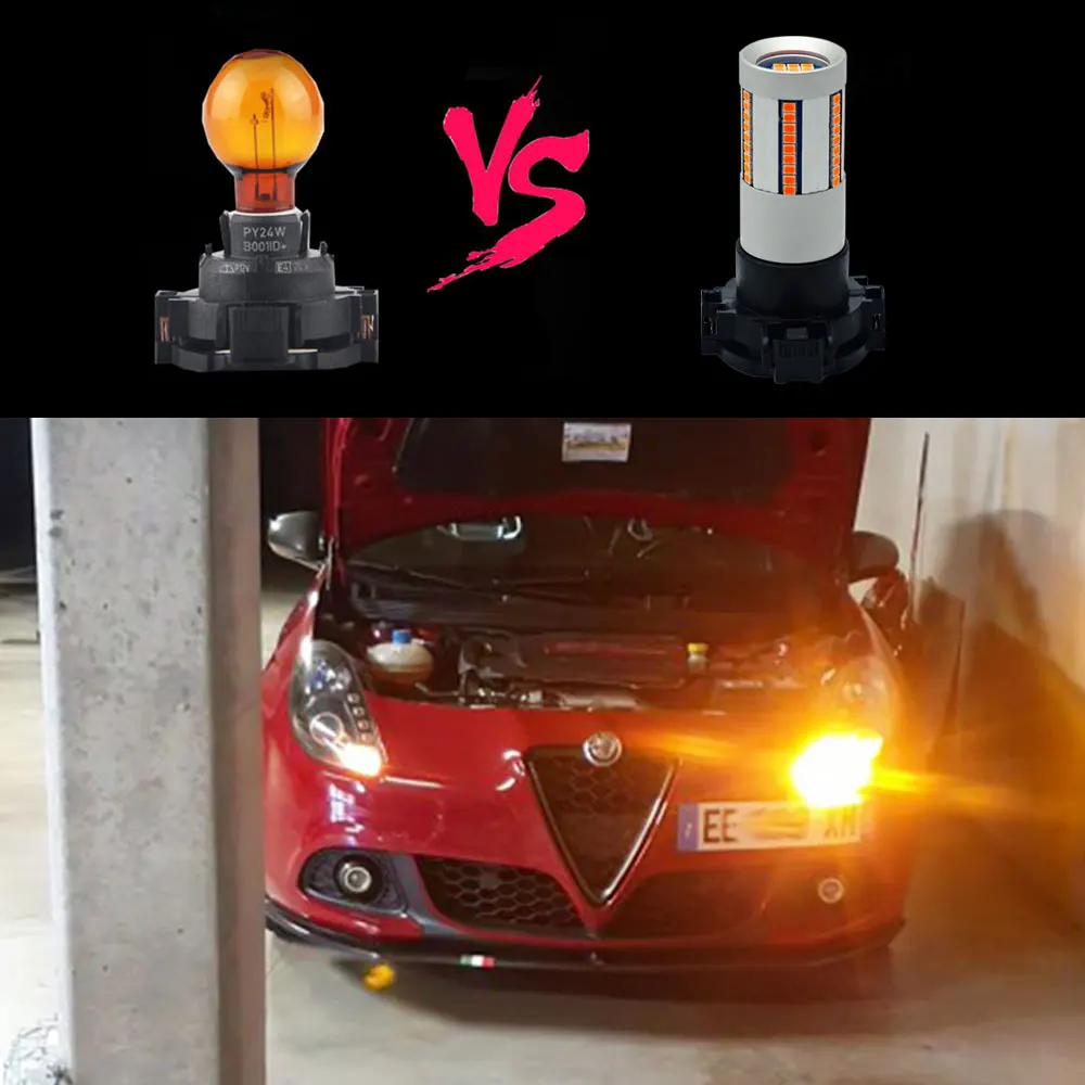 VANSSI PY24W LED Canbus Bulb No Hyper Flash PY24WNA 5200s 12190NA Error Free Amber Yellow  For Renault Clio 4 IV 2012-2021