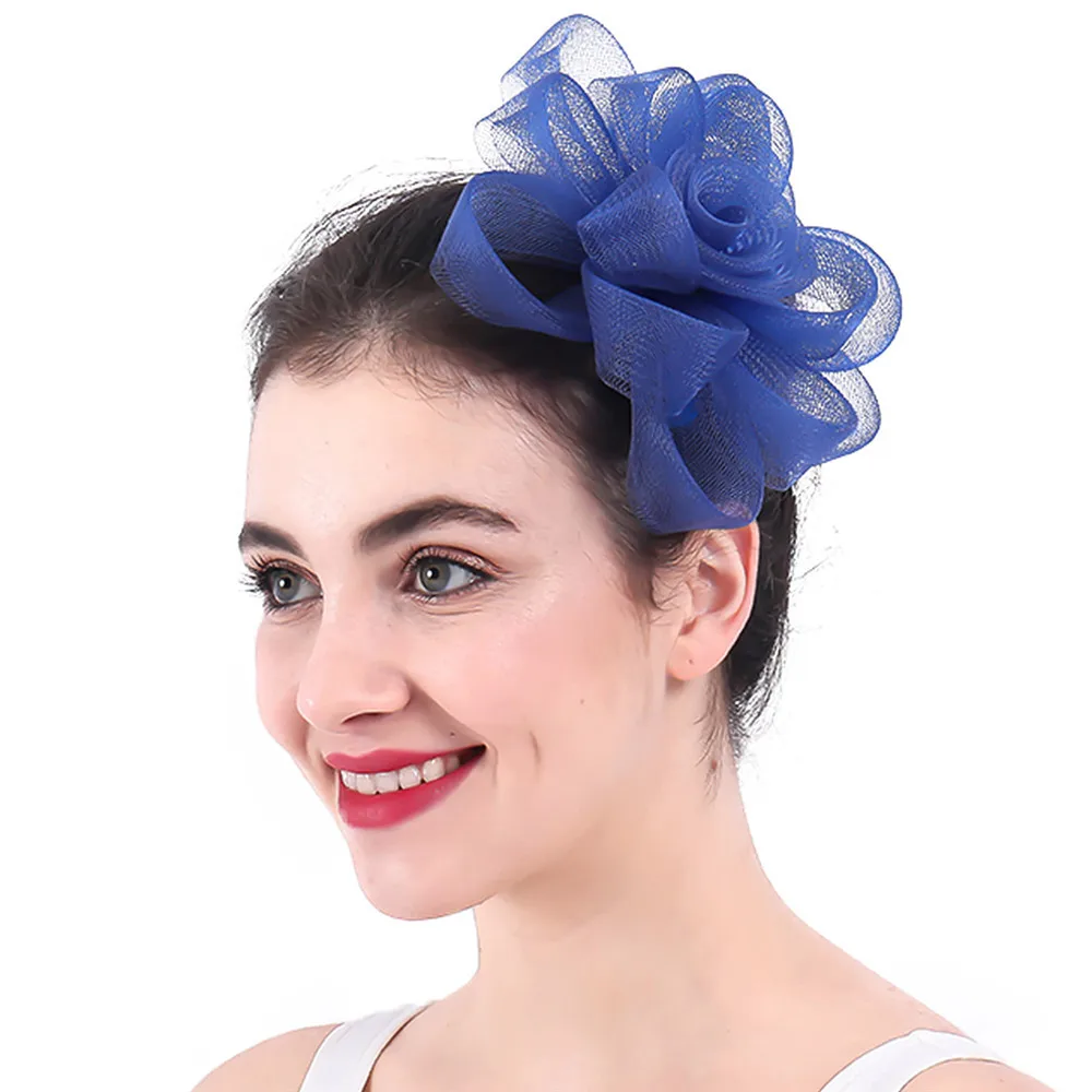 Tulle Fashion Hiasan Kepala Wanita Chic Topi Fascinator Rambut Pin untuk Wanita Pesta Makan Malam Bulang Elegan Acara Balap Aksesoris Rambut