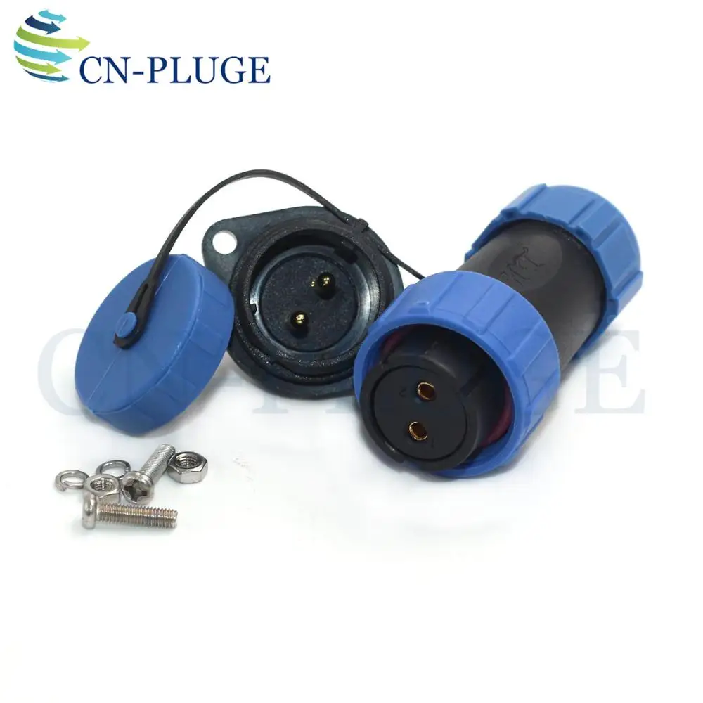 SP2110/S SP2113/P 2-pin Waterproof LED Power Cable Connector,Industrial Power Panel Mount Connector Male Socket Female Plug IP68