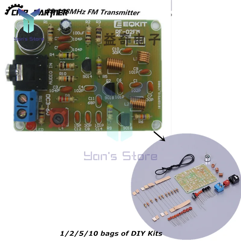 88-108MHz FM Transmitter Module Electronic DIY Kits Frequency Wireless Microphone Transmitter Board Parts DC 3-6V FM Module