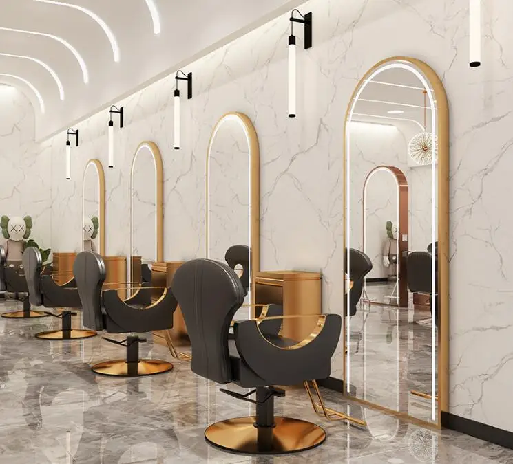 Special double-sided vertical floor-to-ceiling hairdressing salon platform for haircut mirror hair salon in online celebrity Dye