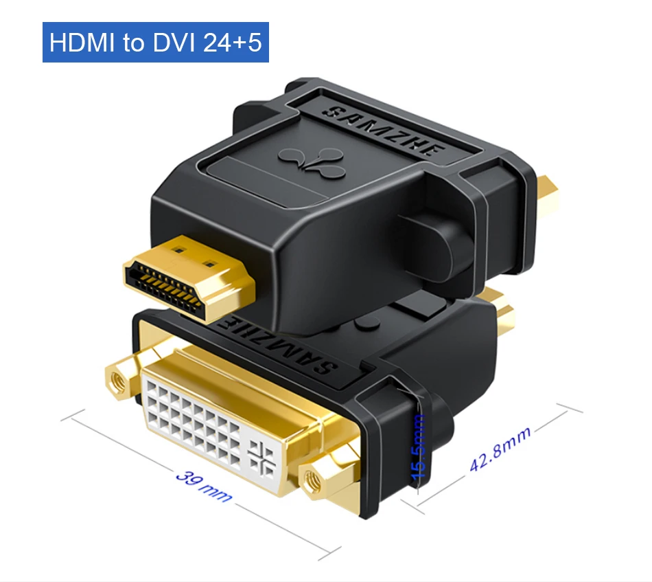 SAMZHE DVI 24 + 1 zu HDMI Adapter HDMI Stecker auf DVI Buchse Konverter 1080P Unterstützung für Computer zu display Screen 1Pcs – Detail 11
