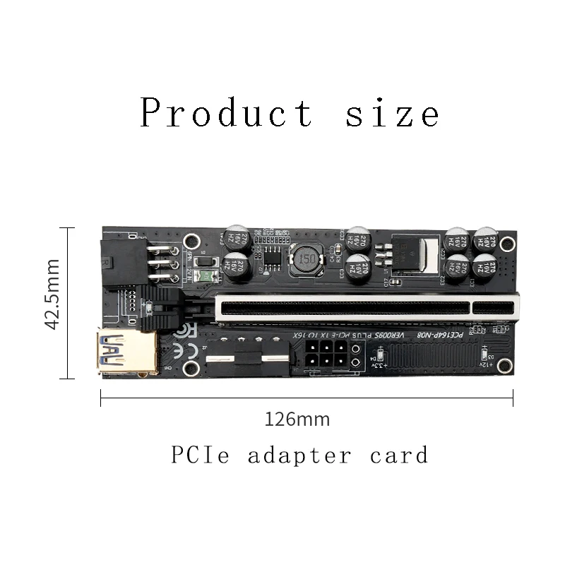 Ver009splus pci-e1x to 16x graphics adapter board black external graphics card adapter card 6-pin power supply for graphics card