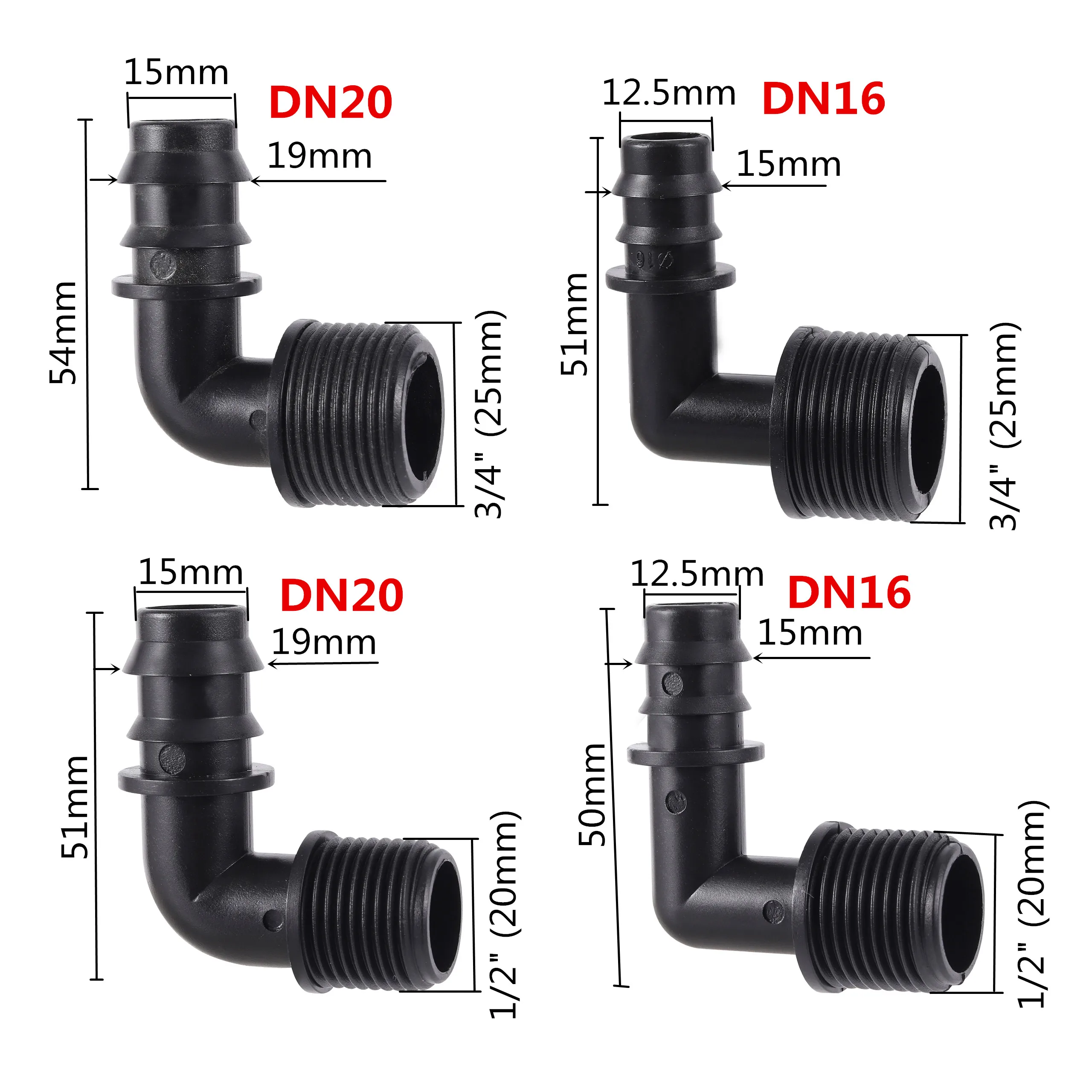 10 sztuk 16/20mm rurowy kolanek złącze kolczaste 1/2 \