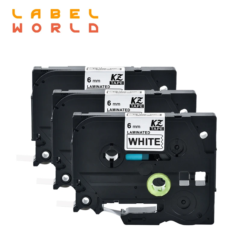 

Label World 6mm 211 Black on White label tape Compatible for Brother P-touch TZ211 Tze-211 label tape LAMINATED TAPES 3PCS