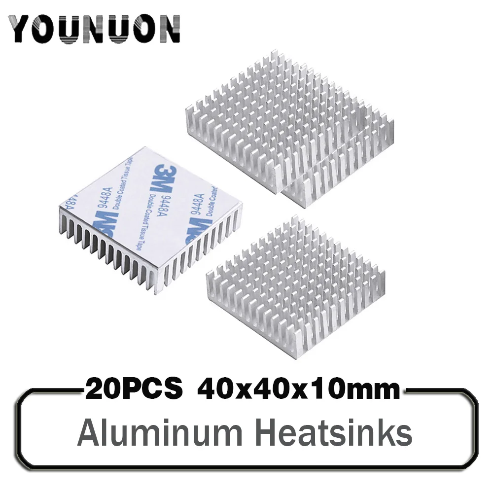 younuon 40 mm dissipador de calor 40x40x10 mm 11 mm de aluminio cpu cpu cartao de refrigeracao refrigerador dissipador de calor 20 pecas 01