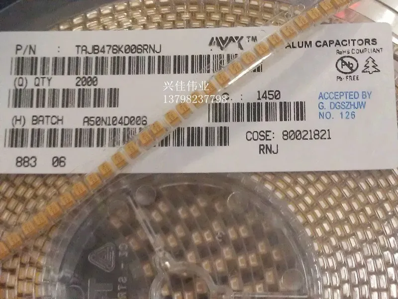 Original 5pcs/ 6.3v47uf 47UF 6.3V B Type J476 B3528 1210 Tantalum Capacitor SMD
