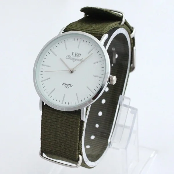 ساعة كوارتز للرجال والنساء ، حزام نايلون 20 مللي متر ، موضة