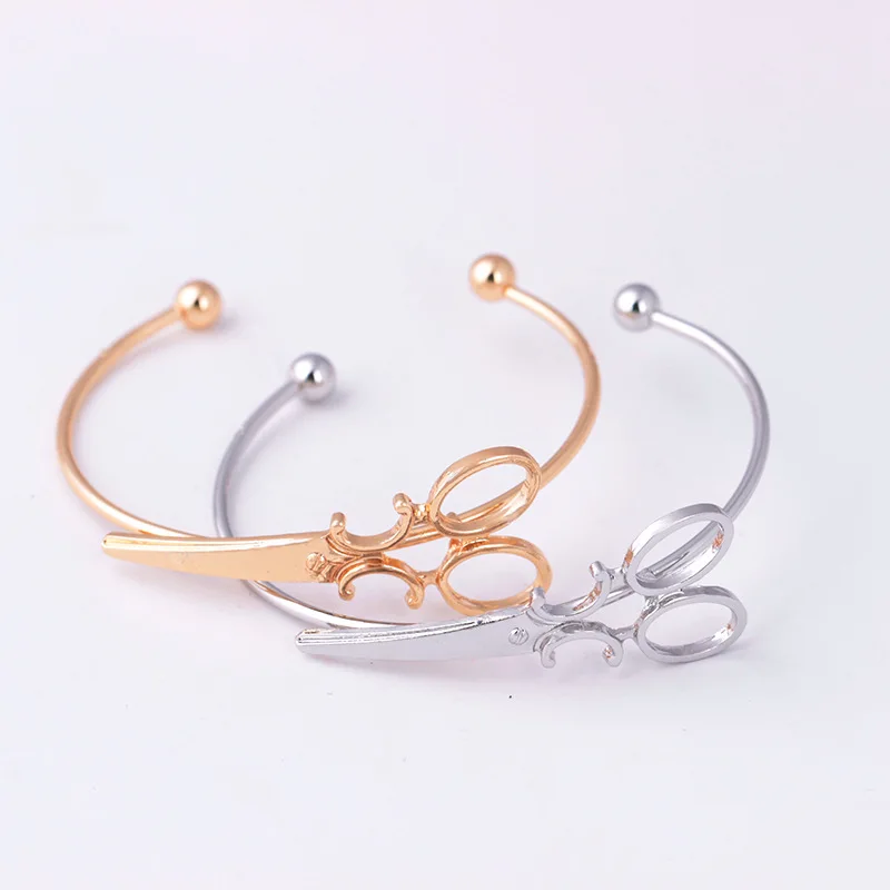 Creative Charm Bracelet Bangle Personality Scissors Shape Design Simple Open Bracelet Adjustable Women Statement Jewelry Gift