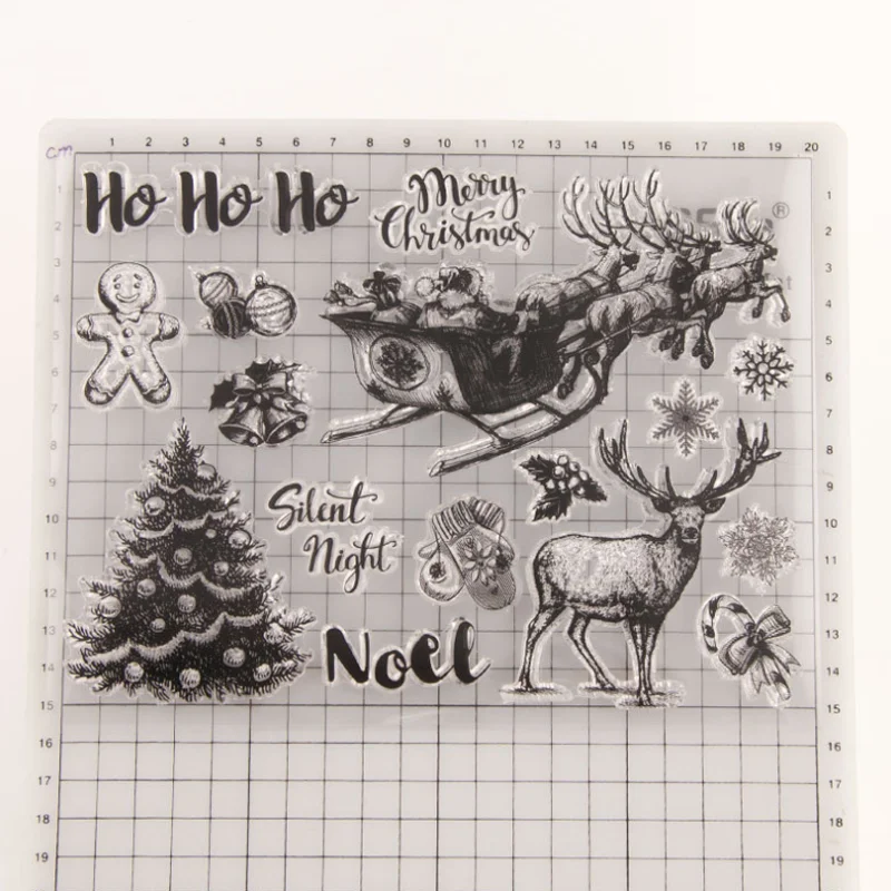 1pc Christmas Deer przezroczysty pieczęć silikonowa pieczęć cięcia album do scrapbookingu DIY gumowe kolorowanie tłoczenie dekoracja do pamiętnika wielokrotnego użytku