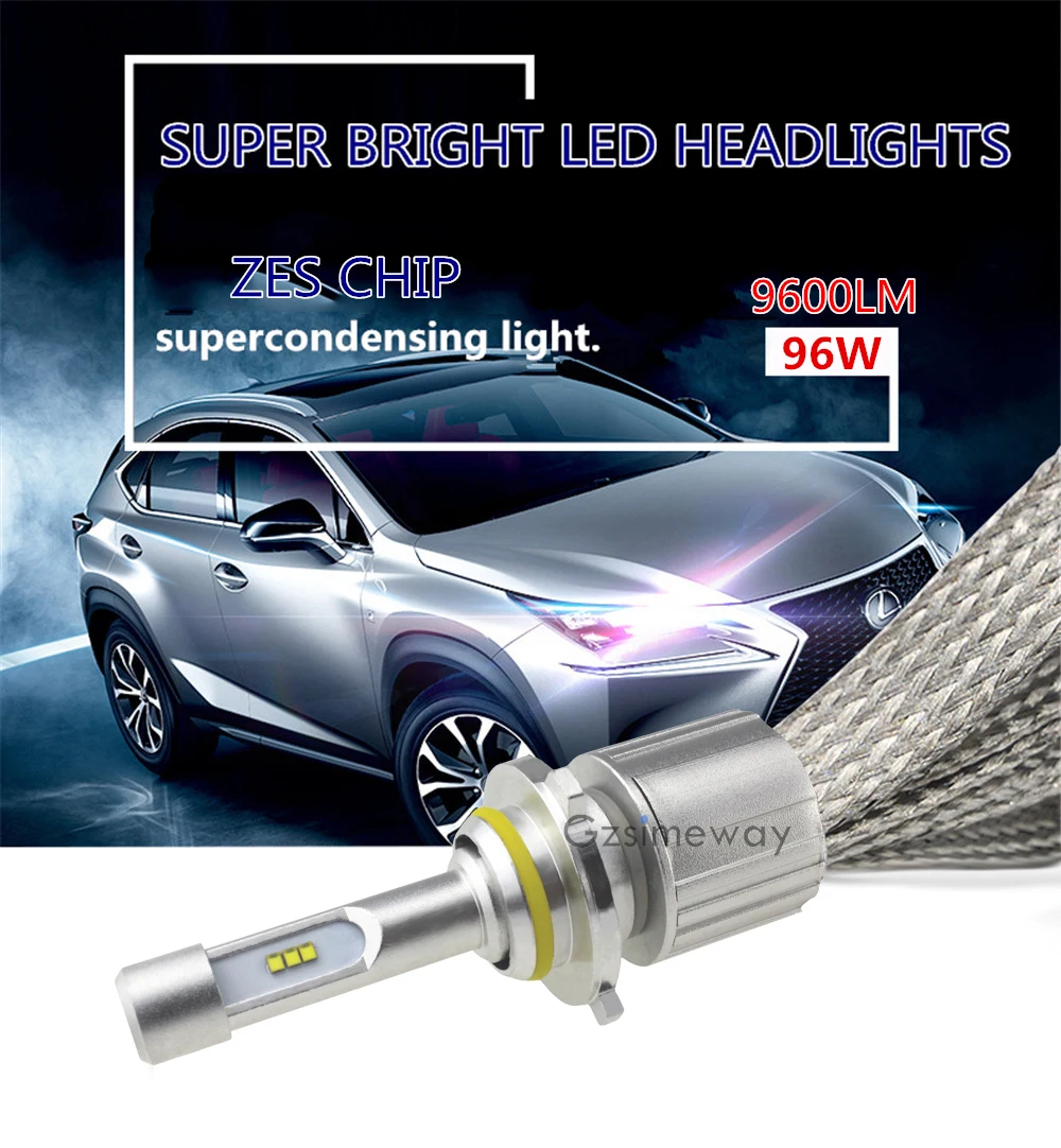 2Pcs Car LED light H7 H4 H1 H3 880 H13 h4 kit Headlight Bulbs 9012 9006 HB3 H27 881 6000K Auto D2S D2H Headlamp fog lamp 9600LM