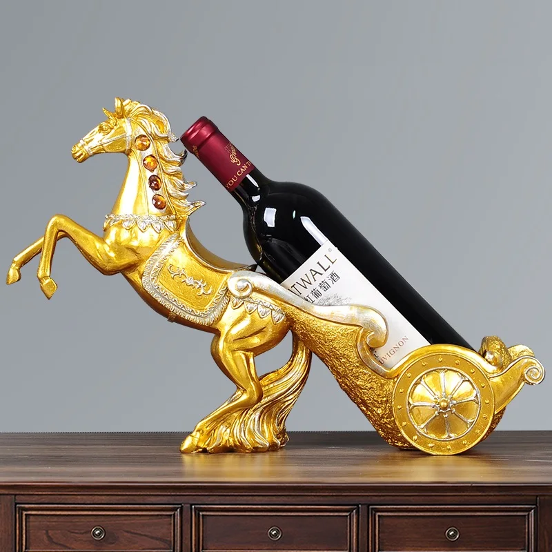 Artigianato creativo resina porta vino rosso cornice cigno cavallo corna di cervo decorazione della stanza figurine di animali in porcellana di