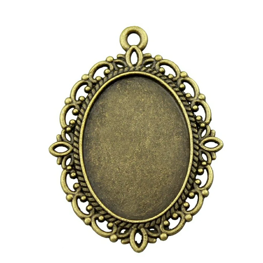 10pcs 18x25mm Inner Size Vintage Antique Bronze Color Cameo Cabochon Base Setting Charms Pendant Necklace Findings