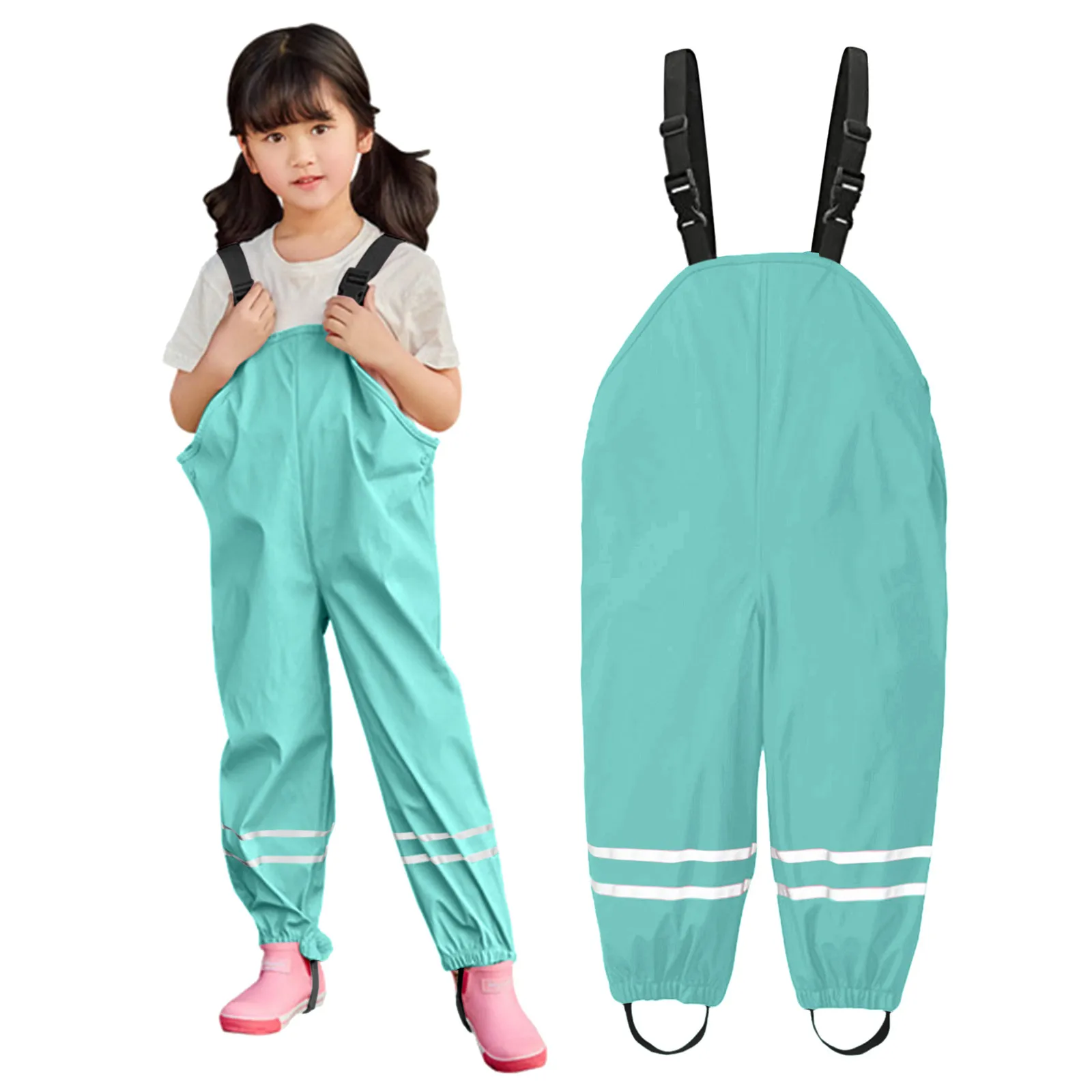 1-9 Years Old Kids Rain Pants Outdoor Waterproof Rainwear Baby Boy Girl Dungarees Windproof Waterproof Mud Jumpsuit Clothes