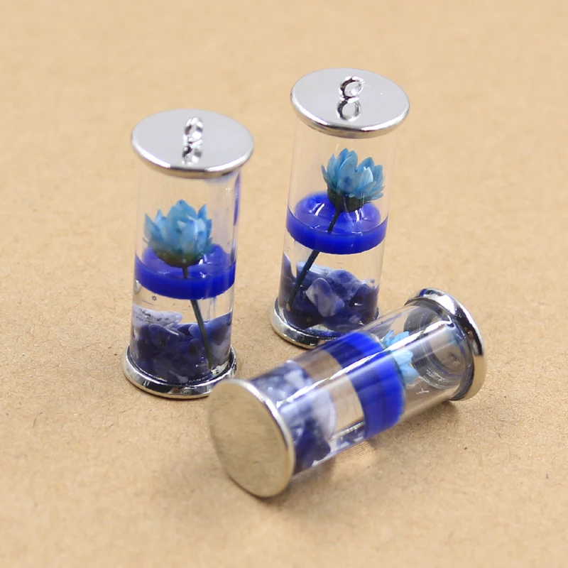 4pcs Charms Real Dried flower floating bottle Glass Pendant Crafts Making Findings Handmade Jewelry DIY for Earrings Necklace