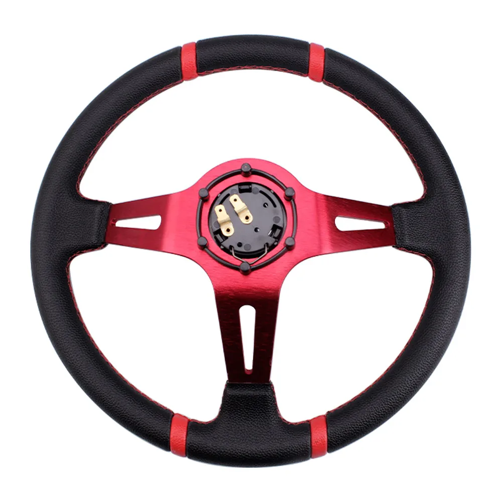 RASTP-Universal 14inch  Deep Dish Drifting Sport Steering Wheel Leather Surface Racing Style RS-STW026-TP