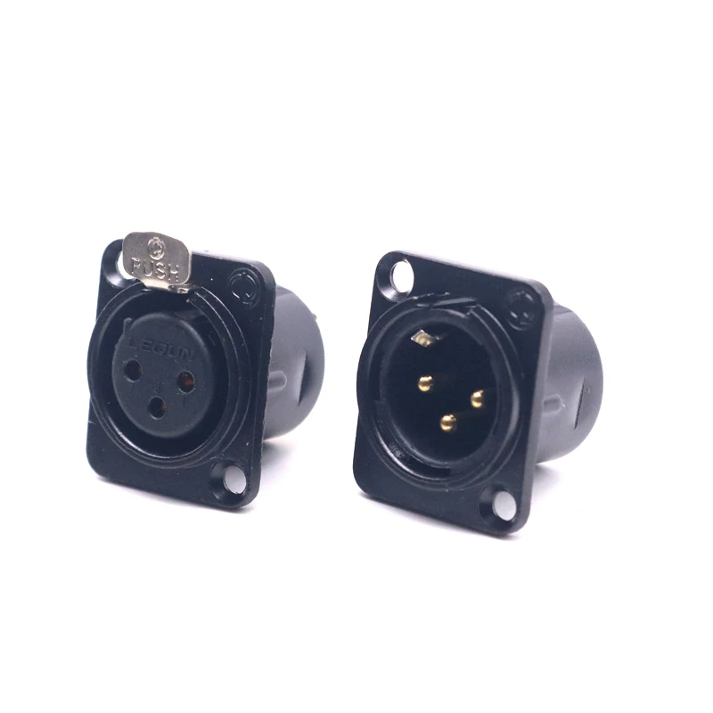2pcs Brass Gold plated plug hi-end XLR 3-Pin Male Chassis Panel Socket For CD Amplifier