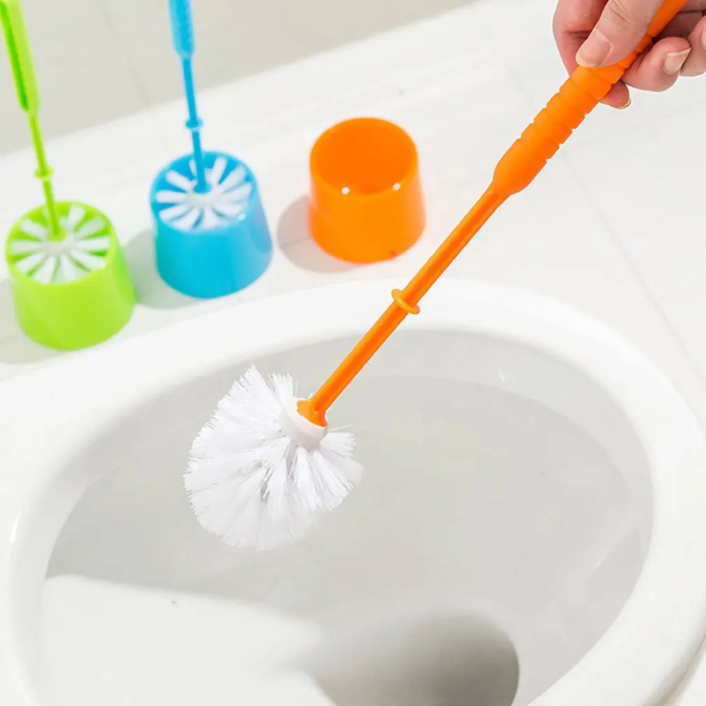 Toilet Brush Thick Plastic Long Handle for Home Hotel Bathroom Accessories Wc Gap Brush Bathroom Cleaning Brush with Holder Base