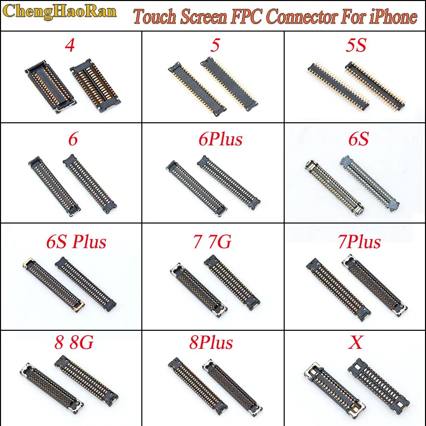 ChengHaoRan 1pcs For iphone 4 5 5S 6 7 8 plus 6s X Touch Screen Digitizer FPC Connector On Motherboard