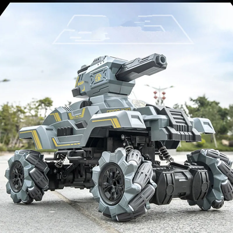 High Speed Omnidirectional Drift Large RC Stunt Tank  2 To 1 4WD 360 Degree Rotation Turret Angle Adjustable RC Drift Army Tank