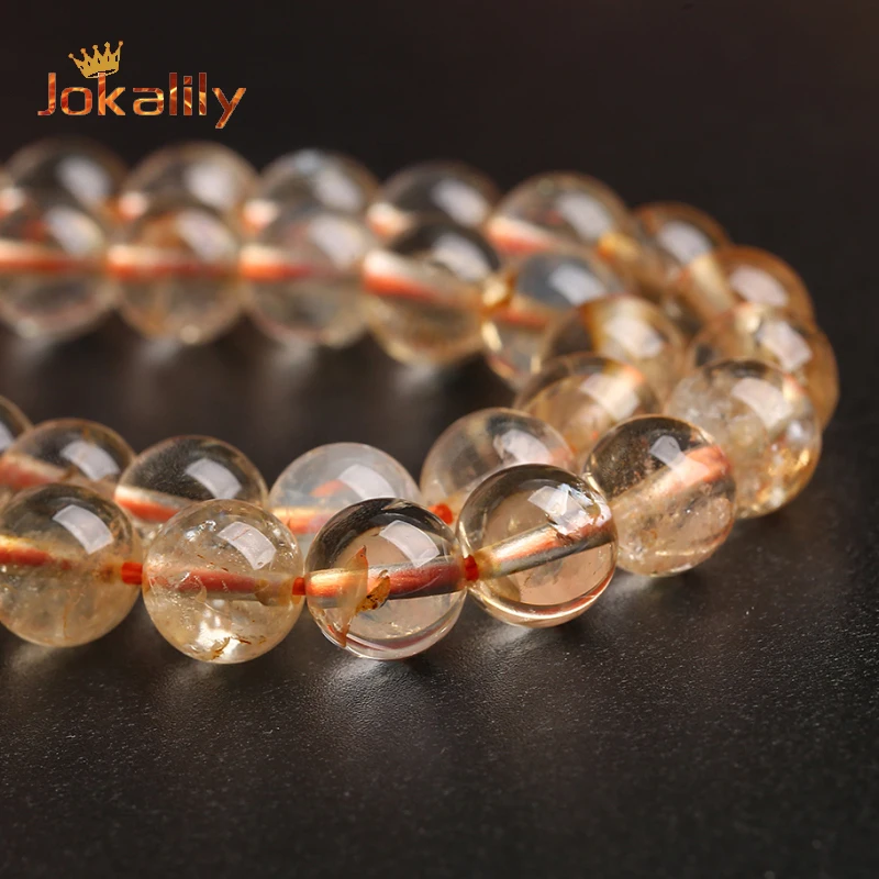 Natural Citrines Quartz Beads Yellow Crystal Stone Round Loose Spacer Beads for Jewelry Making DIY Bracelet Necklace 6 8 10 12mm