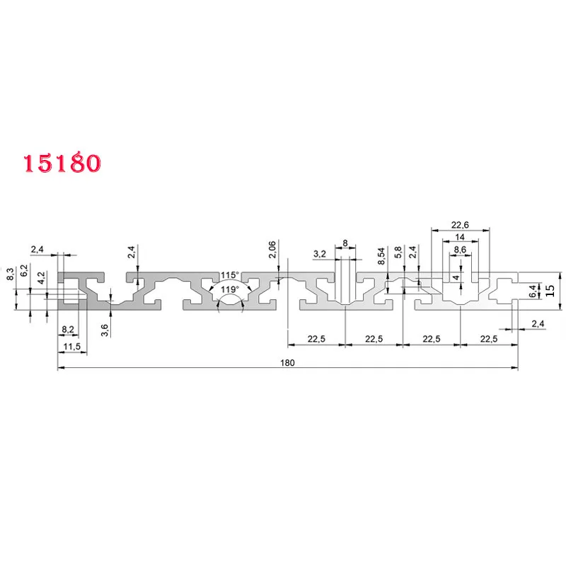 1pcs 15180 Aluminum Profile Extrusion CNC 3D Printer Parts Workbench DIY Frame Anodized Linear Rail Length100/400/500/600/1200mm