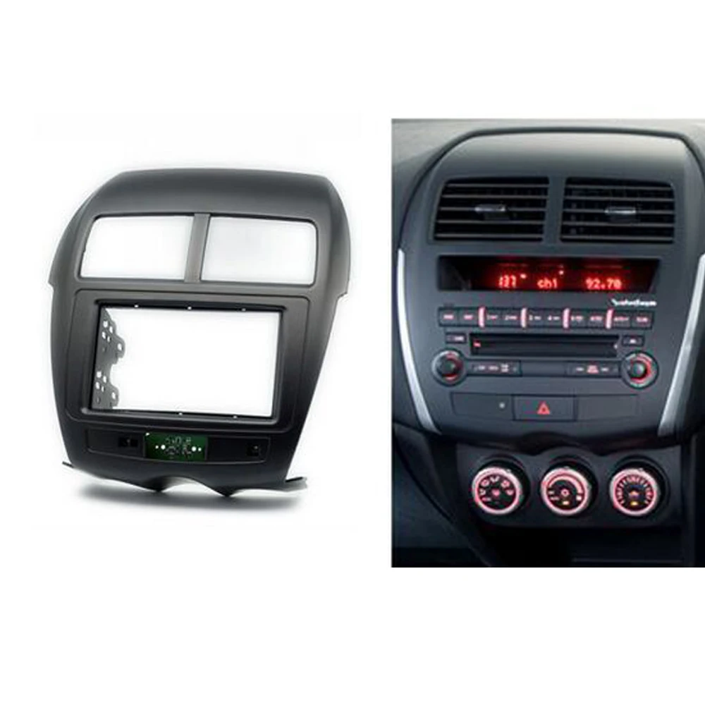 Double 2 Din Car Radio Fascia for Mitsubishi ASX RVR 2012 Stereo Panel Dash CD DVD Trim Installation Kit Dashboard Frame Bezel