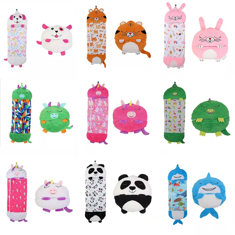 Saco de Dormir Crianças Animal Dos Desenhos Animados Cobertor Sleepsacks Boneca De Pelúcia Travesseiro Bebê Anti-kick Quilt Saco Do Sono Para