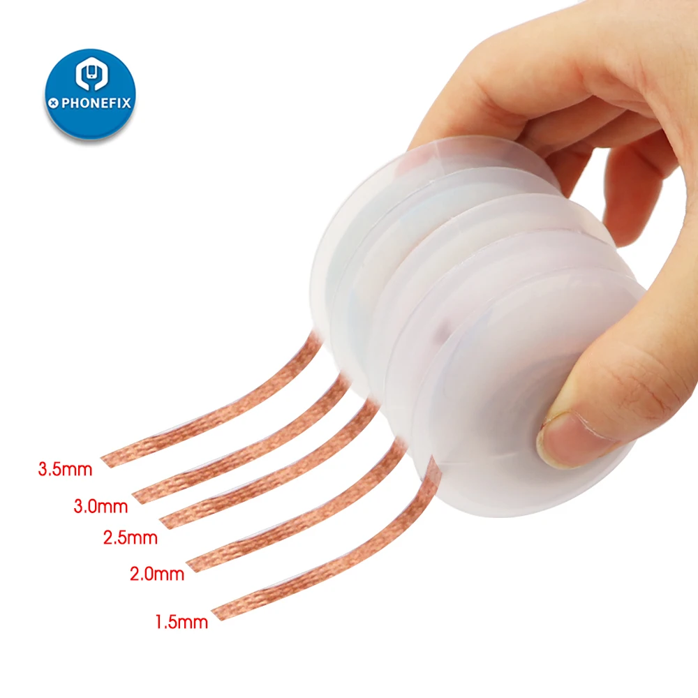 Desoldering trança removedor de solda wick 1.5-3.5mm 1.5m fio que suga a linha de absorção da lata para a ferramenta de reparo do telefone móvel