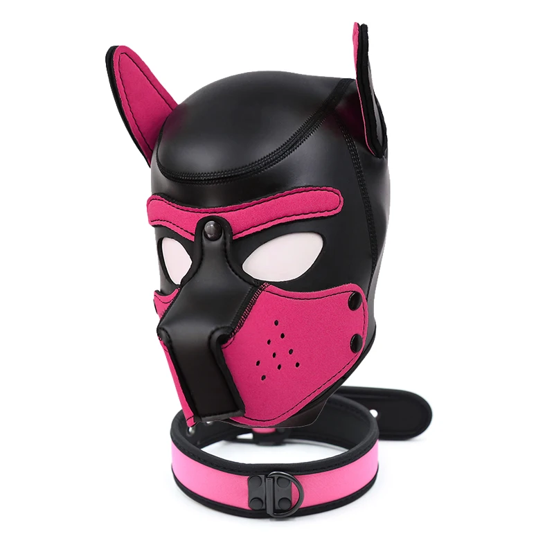 Hot Fashion Dog Mask Puppy Cosplay Full Head for Padded Latex Rubber Role Play with Ears 10 Color