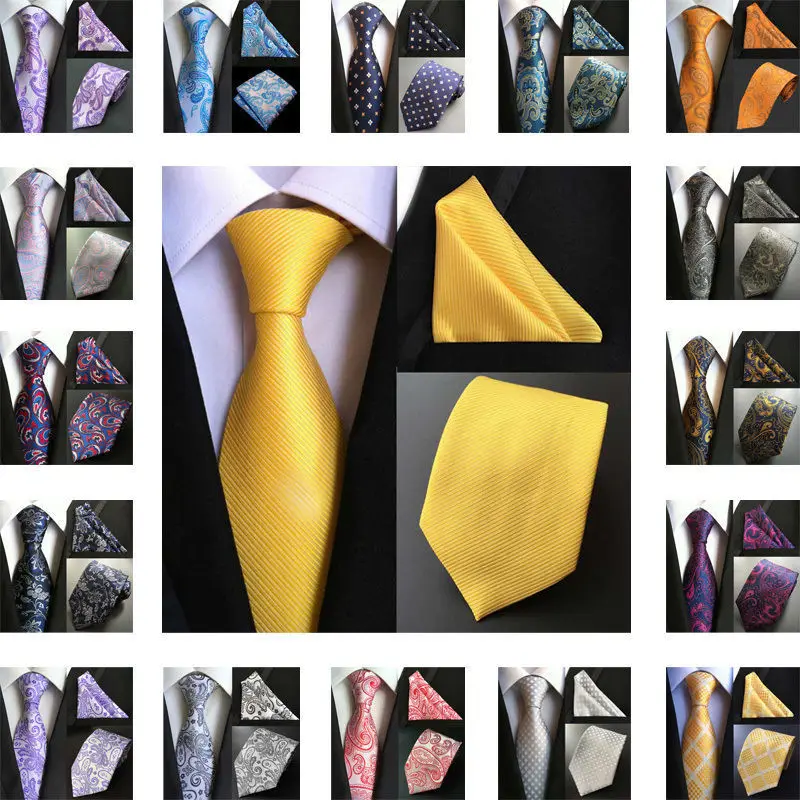 

55 Style Silk Floral Polka Dot Geometric Classic Paisley Neck Tie&Pocket Square Hanky Suit Set Wedding Party Business Ties