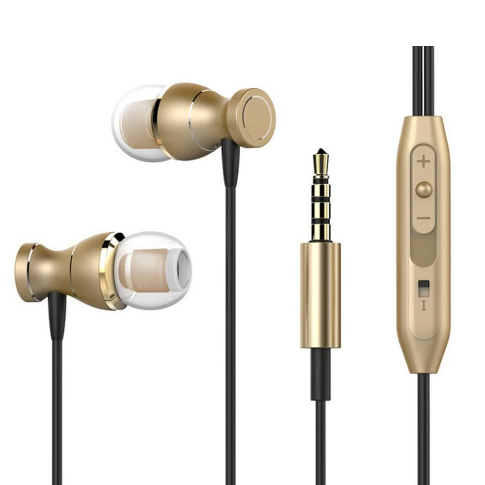 New Fashion Magnet Metal Earphone Universal 3.5MM Hands Free Headset Earphones with Mic for Mobile Phone MP3 Player Earphone