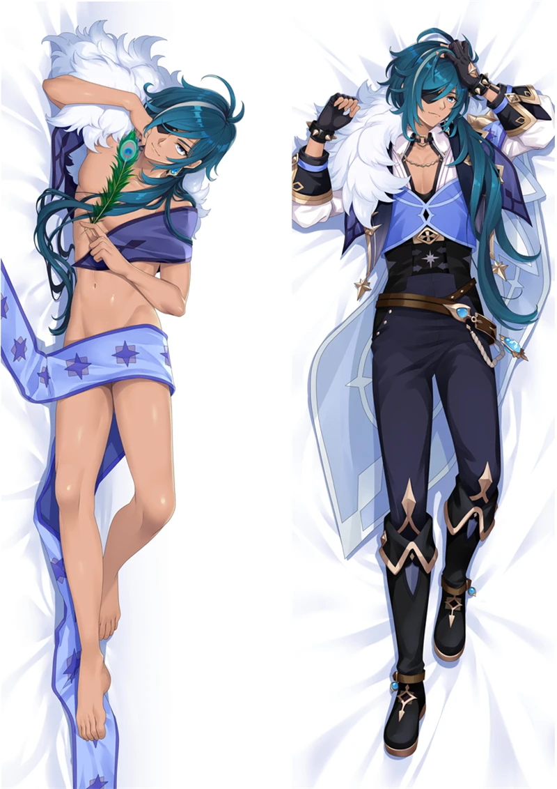 Impact Xiao Kaeya Alberch Morax Cosplay Dakimakura Pillow Case Hugging Body Prop