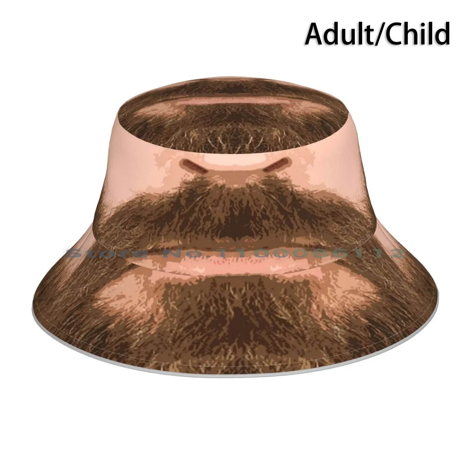 Mustache And Beard Bucket Hat Sun Cap Mask Face Mans Beard Mustache Hair Brown Foldable Outdoor Fisherman Hat