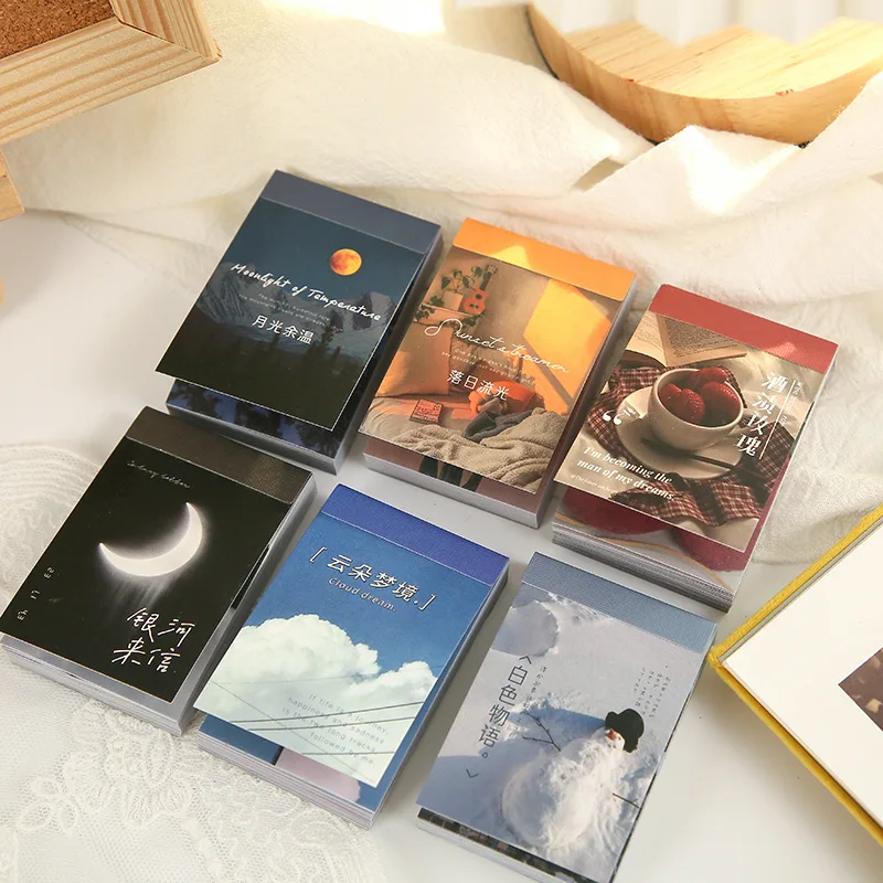 50Sheets Vintage Paper Sticker Book Diy Diary Planner Decoration moon Scenery INS Sticker Album Phone Scrapbooking Stationery