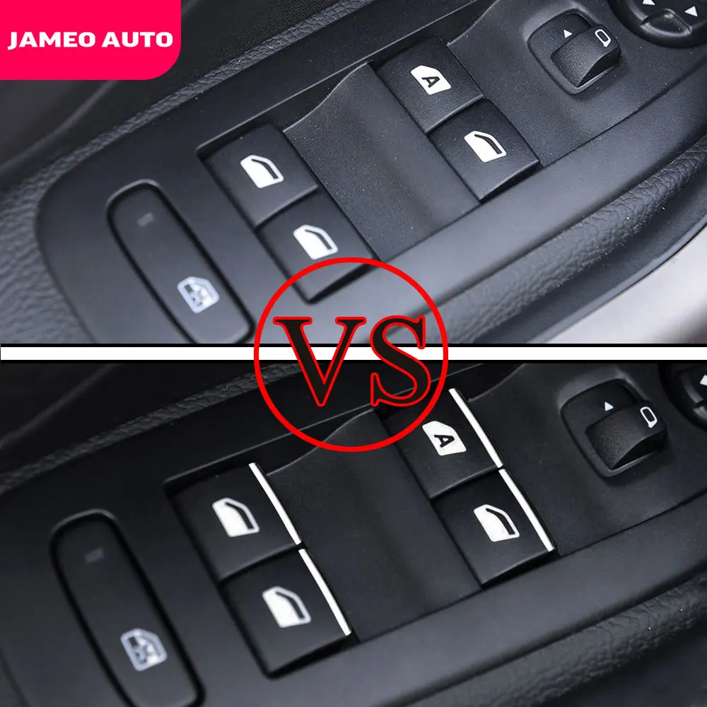 Jameo Auto 7Pcs/Set ABS Chrome Car Windows Lifter Buttons Decoration Cover Trim for Peugeot 5008 2017 - 2020 Accessories