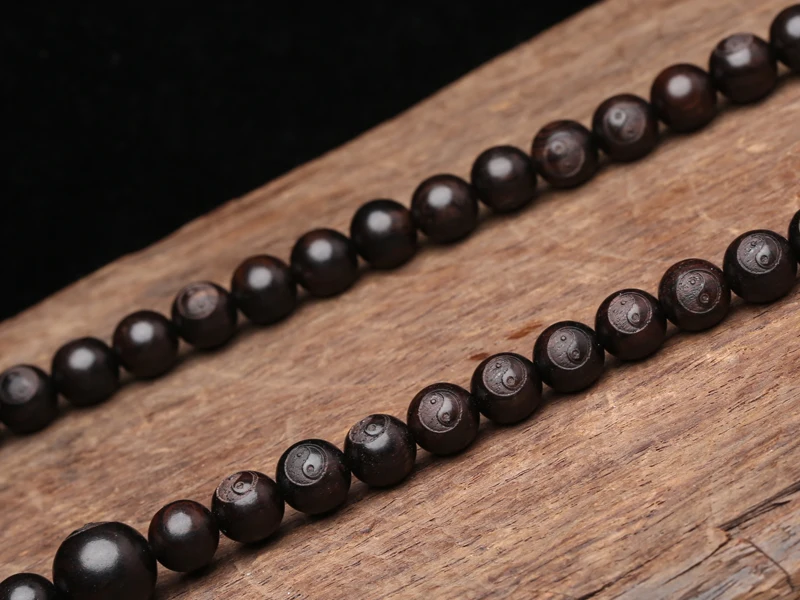 Ebenholz männer Holz Yin Yang Armband Symbol von Philosophie Männlichen Armband Symbol von Divination 20 Mm Schwarz Holz Perle armband – Detail 14