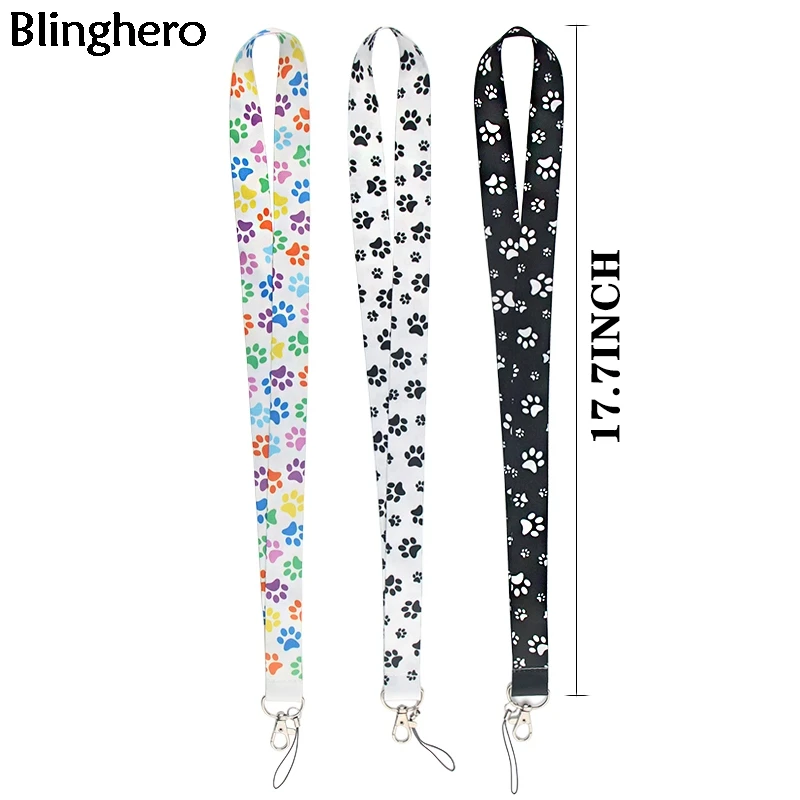 20pcs/Cartoon Dog Paw Print Lanyard for Keys Camera Whistle Cool ID Badge Holder Mobile Neck Straps Hang Rope Accessories