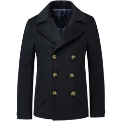 Men's coat business double-breasted suit 2020 autumn and winter warm slim lapel short woolen jacket